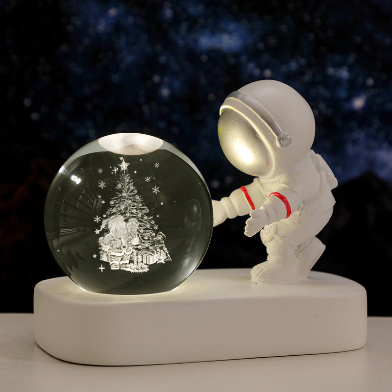 Glowing Planetary Galaxy Astronaut Crystal Ball Night Light - Minihomy