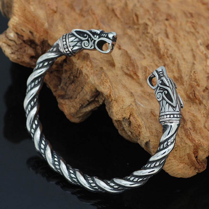 Retro Double-headed Dragon Solid Bracelet For Men