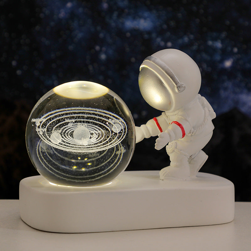 Glowing Planetary Galaxy Astronaut Crystal Ball Night Light - Minihomy