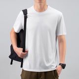 Men's Casual Round Neck Solid Color T-shirt Top