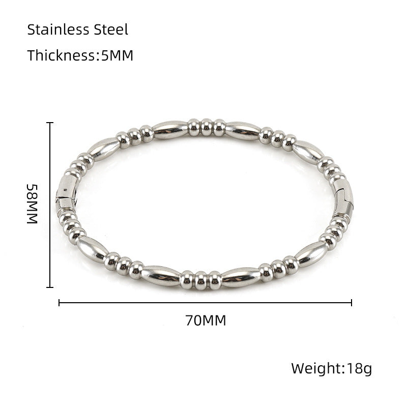 Fashion Bamboo Titanium Steel Bracelet Three Beads