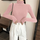 All-matching Solid Color Turtleneck Bottoming Shirt Women's Slim-fit Long Sleeve
