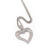Square Zirconium Small Heart Pendant Necklace: Simple Hip Hop Style