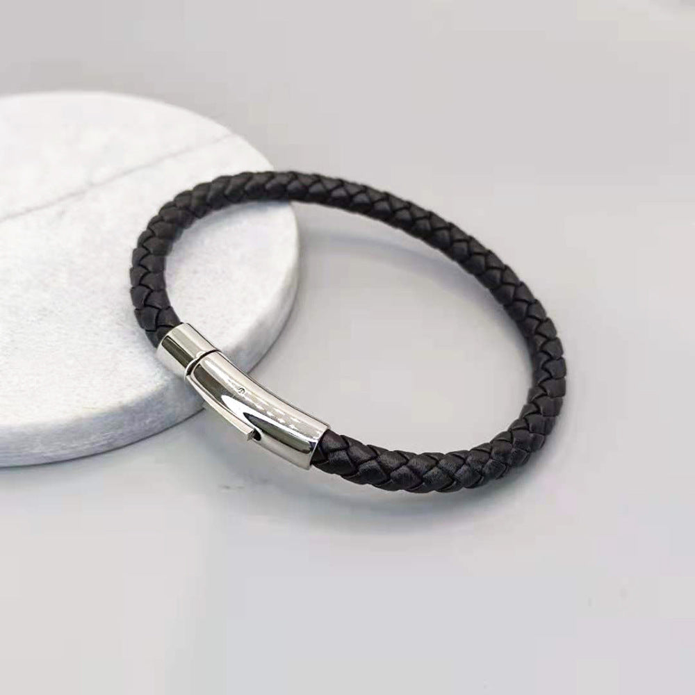 Titanium Steel Leather Braided Bracelets