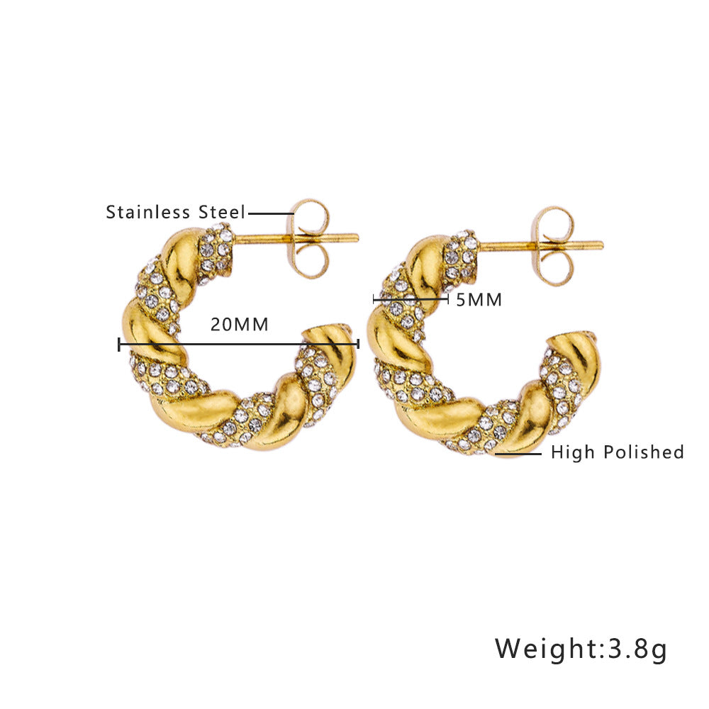 Simple And Light Luxury Zircon Ear Studs