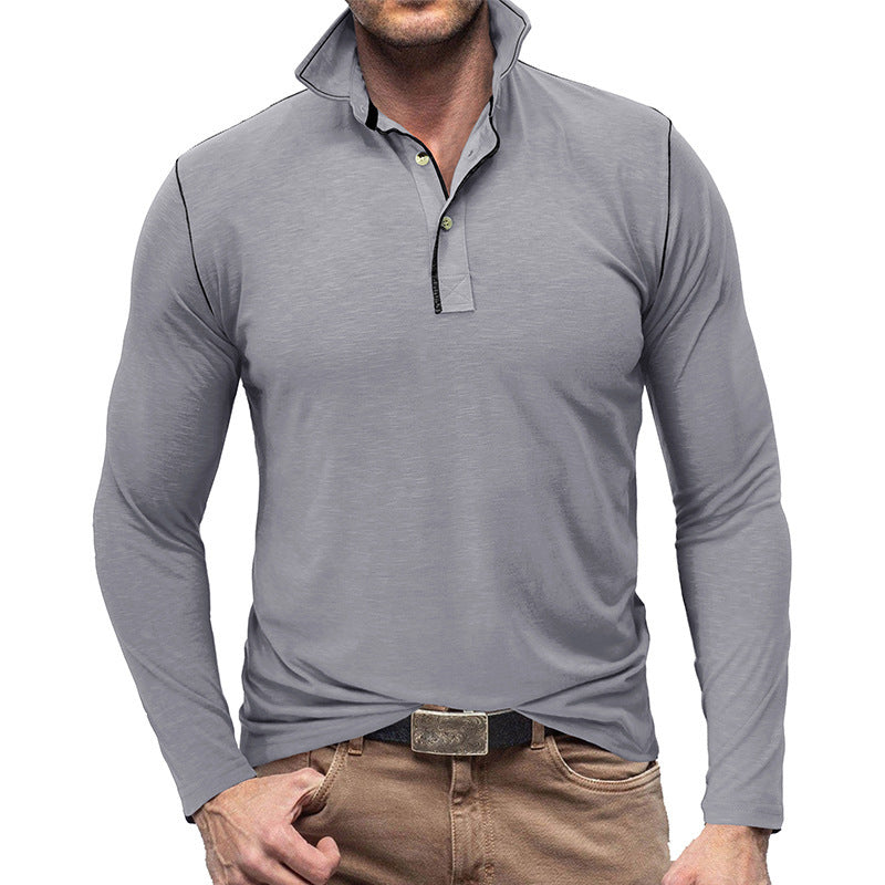 Men's Henley Shirt Lapel T-shirt Top