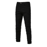 Men's Personalized Denim Washed Micro-elastic Straight-leg Trousers