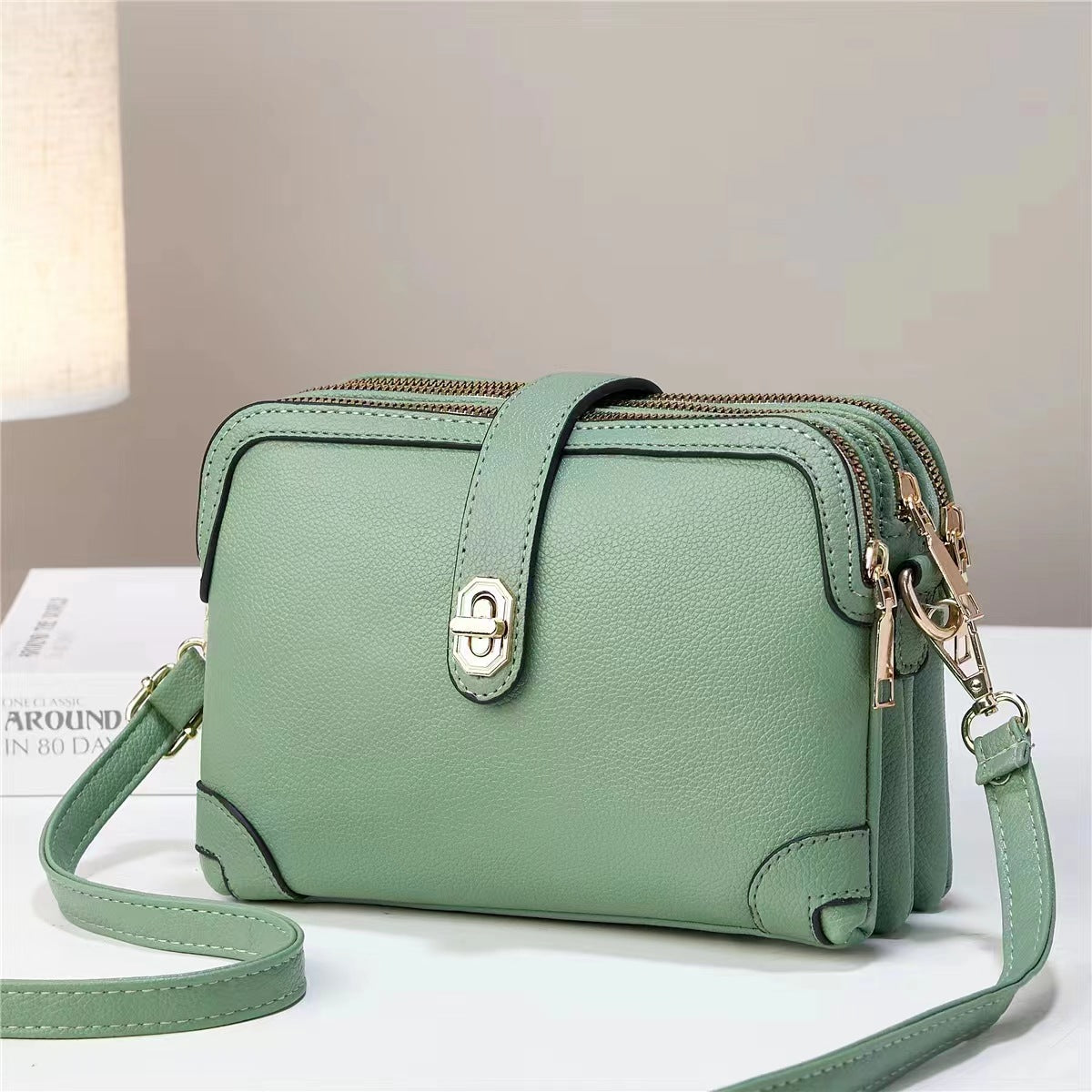 Multi-layer Lychee Pattern Simple Texture Soft Style Multi-functional Shoulder Bag - Minihomy