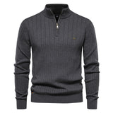 Men's Casual Stand Collar Half Zip Knitwear Sweater