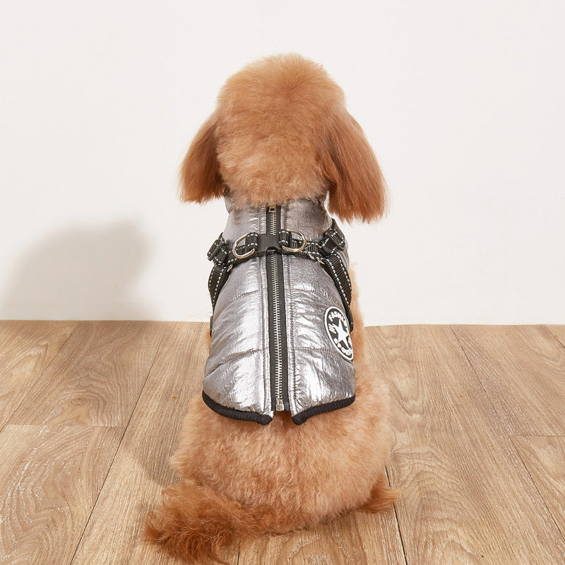 Pet Warm Dog Cotton-padded Clothes Fleece-lined Thickened Reflective Gallus - Minihomy