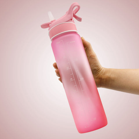 Plastic Spray Water Bottle Scrub Bounce Cover Straw Space Cup Sports Water Bottle