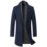 Autumn and Winter Woolen Coat with Scarf - Mid-length