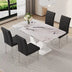 Modern White Marble Dining Table & Chair Set - Rectangular, Soft Cushions - F-1280 - Minihomy