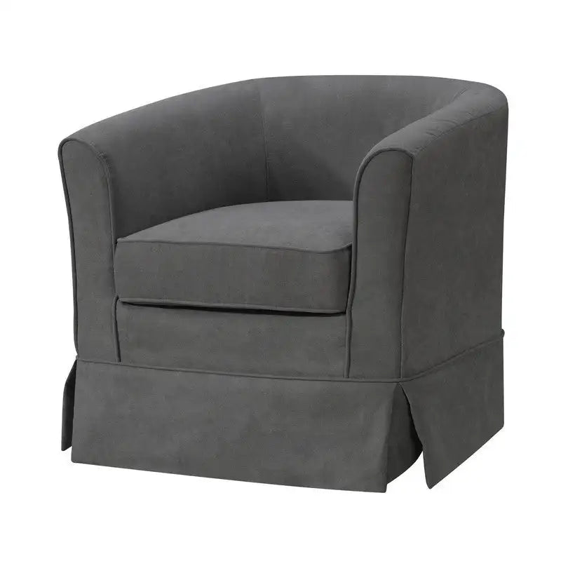 Tucker Gray Swivel Barrel Chair - 28" Woven Fabric