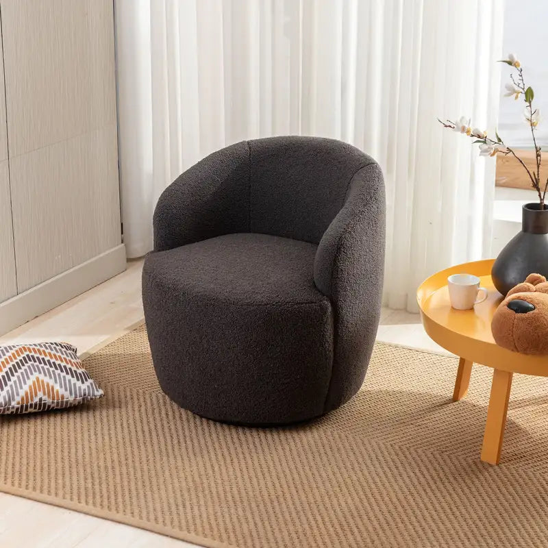 Dark Gray Barrel Chair - Swivel Accent Chair with Metal Ring