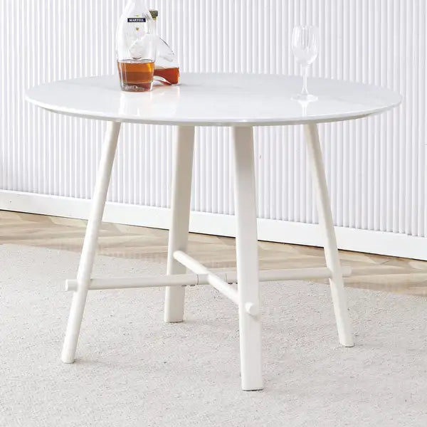 White Circular Dining Table - 42" Diameter, Modern Minimalist, Restaurant & Home Use