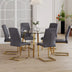 Modern Clear Glass Dining Table Set with Dark Gray PU Leather Chairs - Minihomy