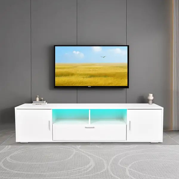 Modern TV Stand with LED Lights & Storage (Up to 75")