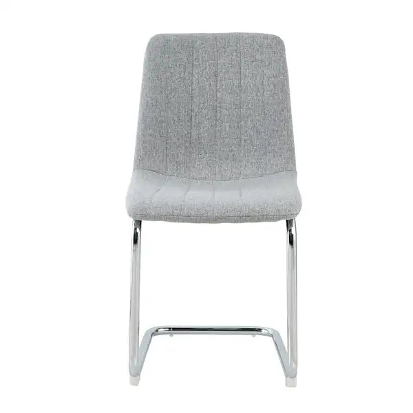 Set of 4 Light Grey Dining Chairs with Silver Metal Legs - Modern Simple Luxury Home Furniture