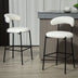 26" Counter Height Bar Stools with Teddy Fabric Cover - Black Base & Footrest (Snow) - Minihomy