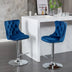 Blue Velvet Swivel Bar Stools with Backs - Adjustable Height (25-33"), Chrome Base, Set of 2 - Minihomy