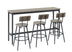 Industrial Bar Table Set with 3 Stools, Rustic Gray & Black, 63"L Kitchen Breakfast Table - Minihomy