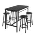 Black 5-Piece Rural Kitchen Table Set with Bar Stools - Metal Frame & MDF - Minihomy