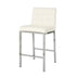 Modern Counter Stools Set of 2 - White PU Leather, Electroplated Legs, Kitchen Bar Chairs - Minihomy