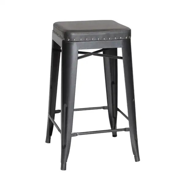 Hank Barstools (Set of 2) - Black Modern Kitchen Counter Stool - Minihomy