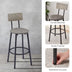 Grey Bar Table Set with 4 Bar Stools - PU Soft Seat, Backrest, 47.24" L - Minihomy