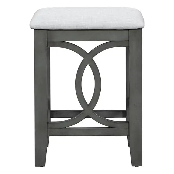 Farmhouse Counter Height Dining Set, 3-Piece with USB Port & Upholstered Stools, Gray - Minihomy