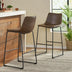 Cedric Vintage Brown Faux Leather Bar Stools (Set of 2) - 30" Tall - Minihomy