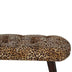 Leopard Print Tufted Button Upholstered Bench - Minihomy