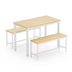 Industrial Dining Table Set with 2 Benches - Natural & White - Kitchen, Living Room, Party Room - Minihomy