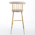 Luxury Velvet Bar Stools Set of 2, Beige - High Back Pub Chairs with Metal Legs for Kitchen Dining - Minihomy