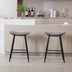 Modern Bar Stools Set of 2 - Linen Fabric, Armless, Counter Height, Metal Legs, Footrest - Minihomy