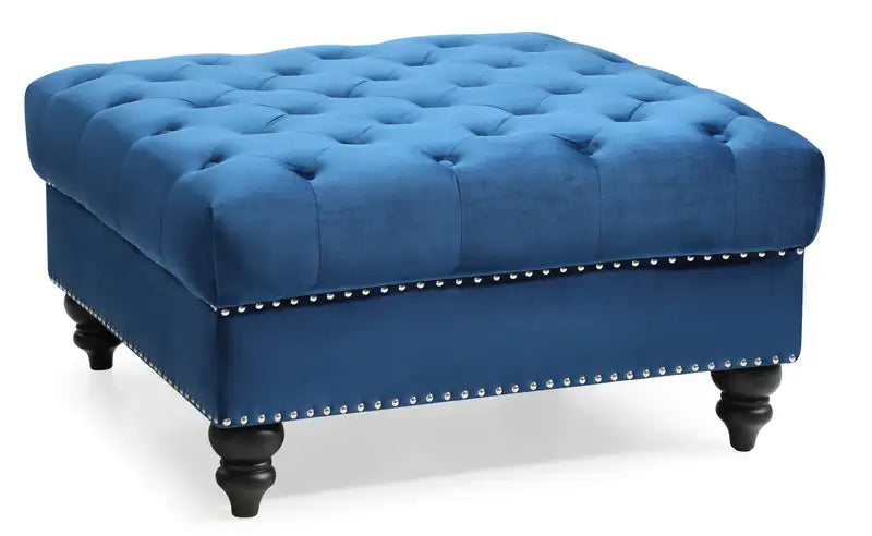 Navy Blue Ottoman: Comfortable & Traditional Footstool