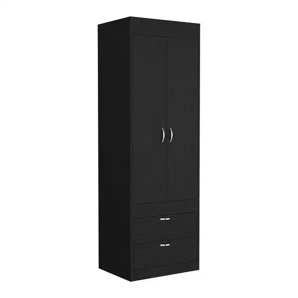 Armoire Tarento | 2 Drawer Black Wengue Finish Wardrobe - Minihomy