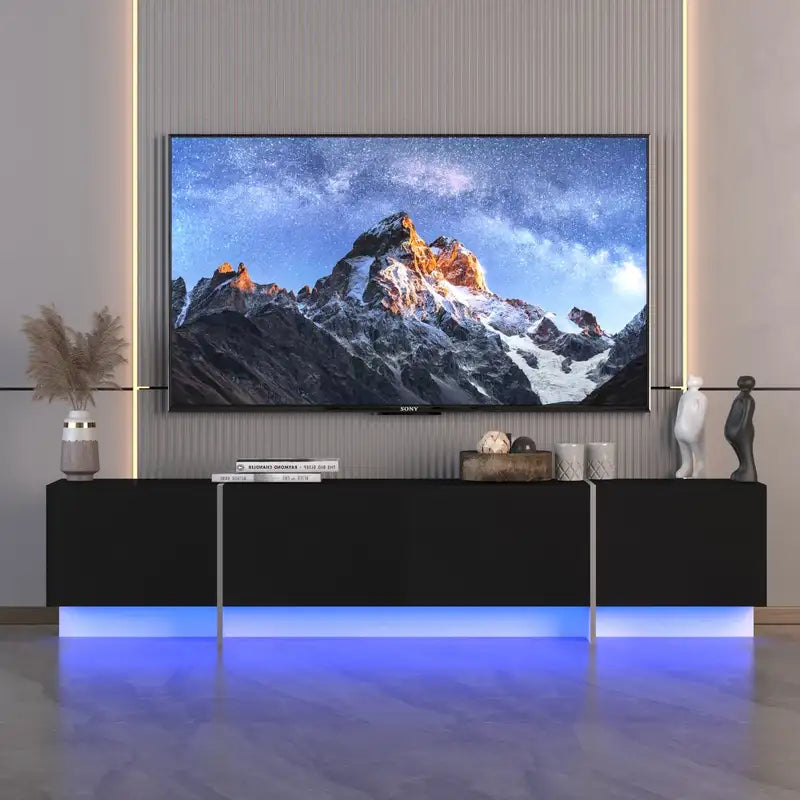 75" TV Stand with RGB LED Lights & Storage - Modern Entertainment Center