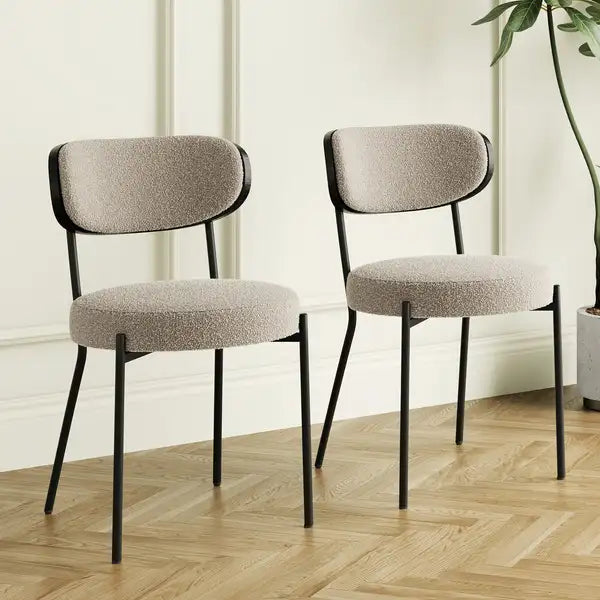 Modern Bentwood Kitchen Dining Chairs Set of 2 - Ash Veneer, Black Metal Legs