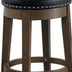 Drue 24 Inch Swivel Counter Stools (Set of 2) - Brown Wood & Black Faux Leather - Minihomy