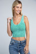 2-Way Neckline Washed Ribbed Cropped Tank Top - Minihomy