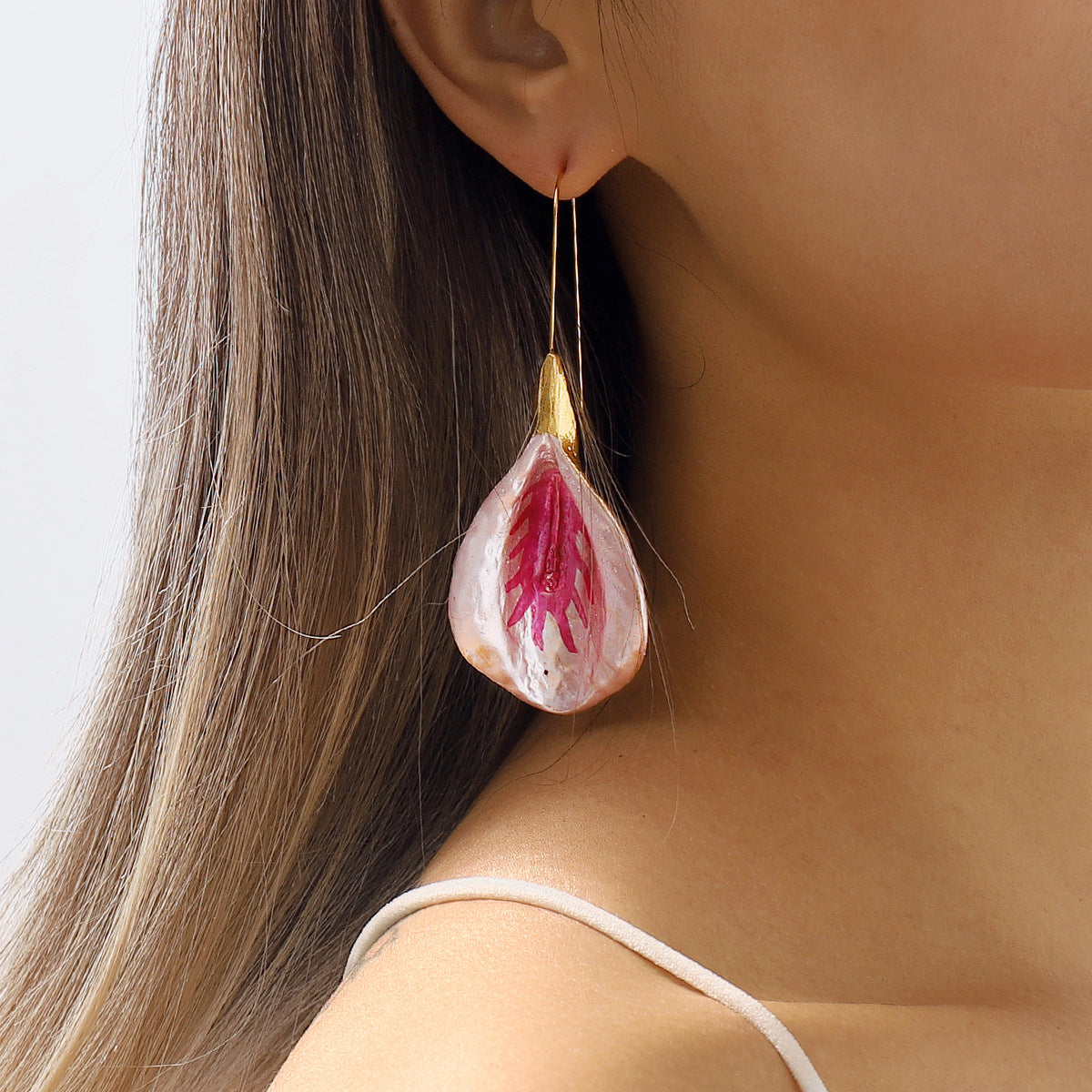 Colorful Flowers Long European And American Style Holiday Alloy Dripping Earrings - Minihomy