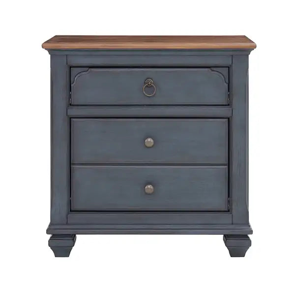 Bridgevine Home Americana Nightstand - No Assembly - Corduroy Blue Finish - Minihomy