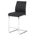 Black Modern Bar Stools Set of 2 - PU Leather, Chrome Metal, Restaurant & Home - Minihomy