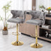 Grey Velvet Counter Height Bar Stools with Backrests & Footrests (Set of 2) - Minihomy