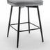 Grey Linen Swivel Bar Stools Set of 2, 25.6" Seat Height, Counter Height, Upholstered with Back, Metal Legs - Minihomy