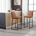 Brown PU Leather Bar Stools Set of 2 with Back & Footrest - Kitchen Breakfast Bar Stools - Minihomy