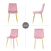 Modern Pink Dining Chairs Set of 4, Light Luxury Home Bedroom Stool with Gold Metal Legs - Minihomy