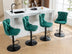 Green Velvet Bar Stools with Backs - Adjustable Height, Tufted, Set of 2 for Kitchen Island & Pub - SW1812GN - Minihomy